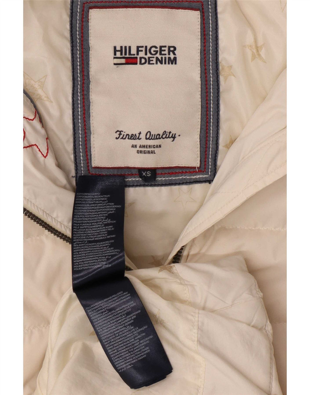 Tommy Hilfiger Женское стеганое пальто с капюшоном UK 6 XS Белый полиэстер