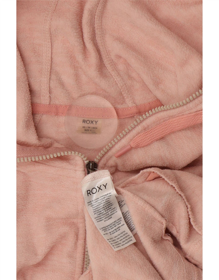 Женская флисовая куртка ROXY с капюшоном UK 6 XS, полиэстер розового цвета с крапинками