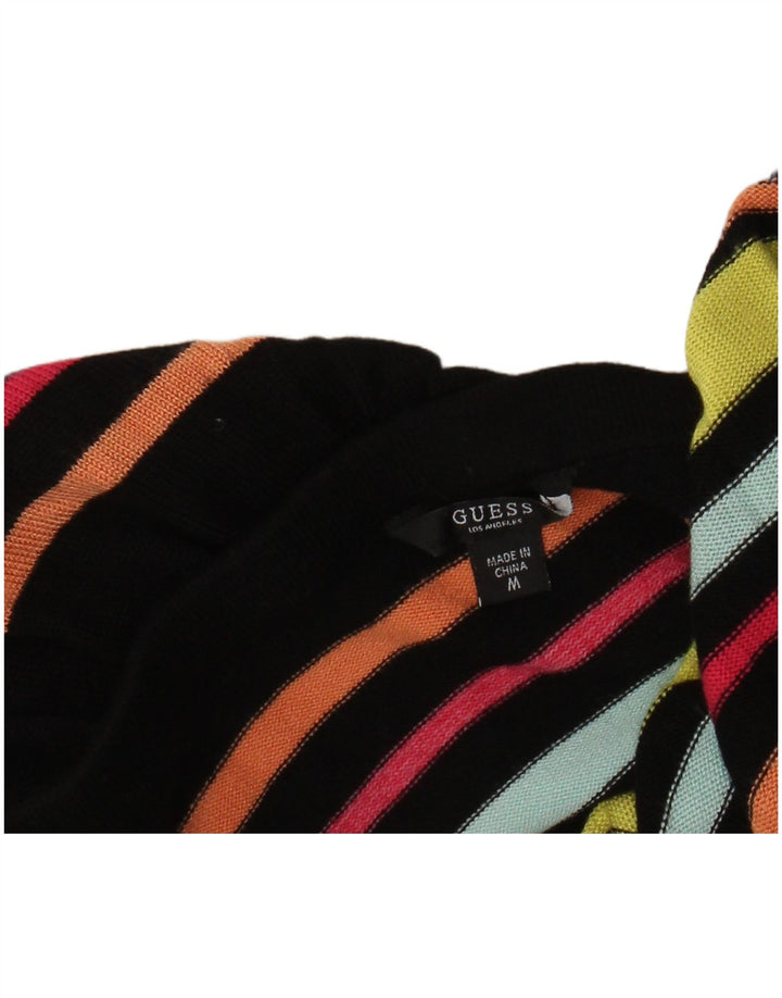 GUESS Женский укороченный топ с открытыми плечами UK 12, средний, разноцветный в полоску