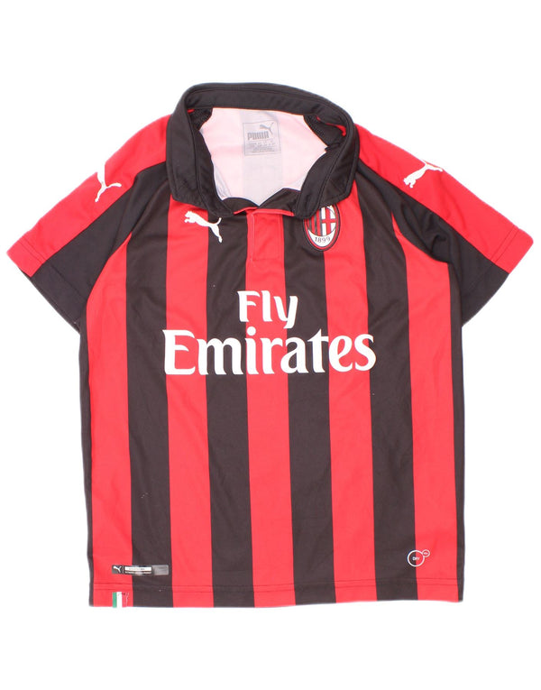 Рубашка-поло с графическим рисунком Puma для мальчиков AC Milan, 9–10 лет, полиэстер в красную полоску