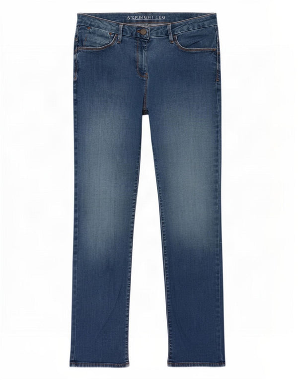 Marks & Spencer Womens Straight Jeans UK 14 Large W32 L29 Blue Cotton