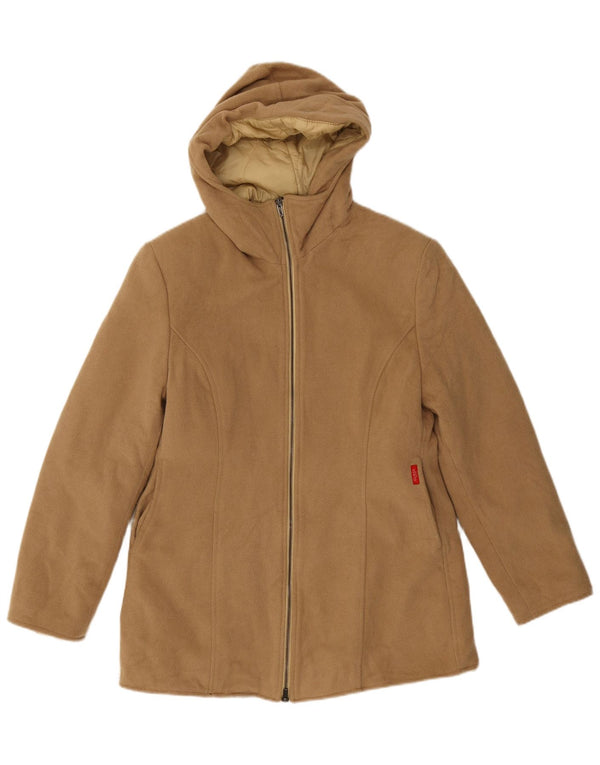 Женская парка Guess с капюшоном UK 14, большая, бежевый нейлон