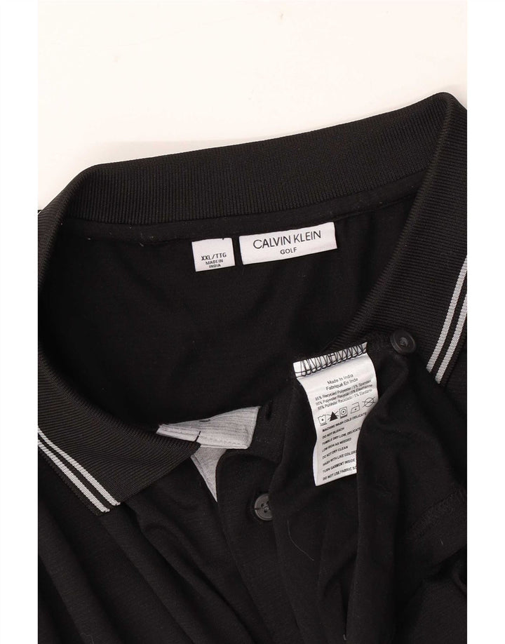 Мужская рубашка-поло Calvin Klein 2XL из полиэстера в черную полоску