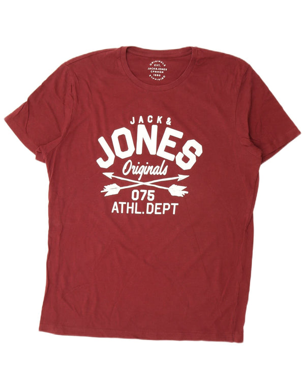 Мужская футболка с рисунком Jack & Jones Top XL Темно-бордовый хлопок