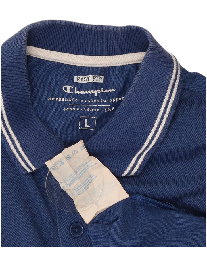 Мужская рубашка поло Champion Easy Fit, большая синяя хлопковая ткань