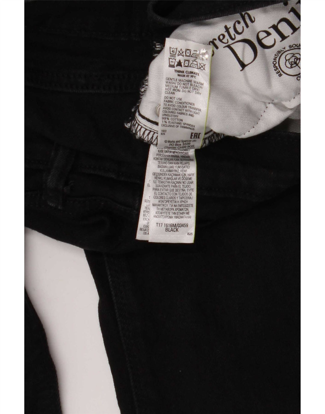 Мужские прямые джинсы Marks & Spencer W32 L33, черный хлопок