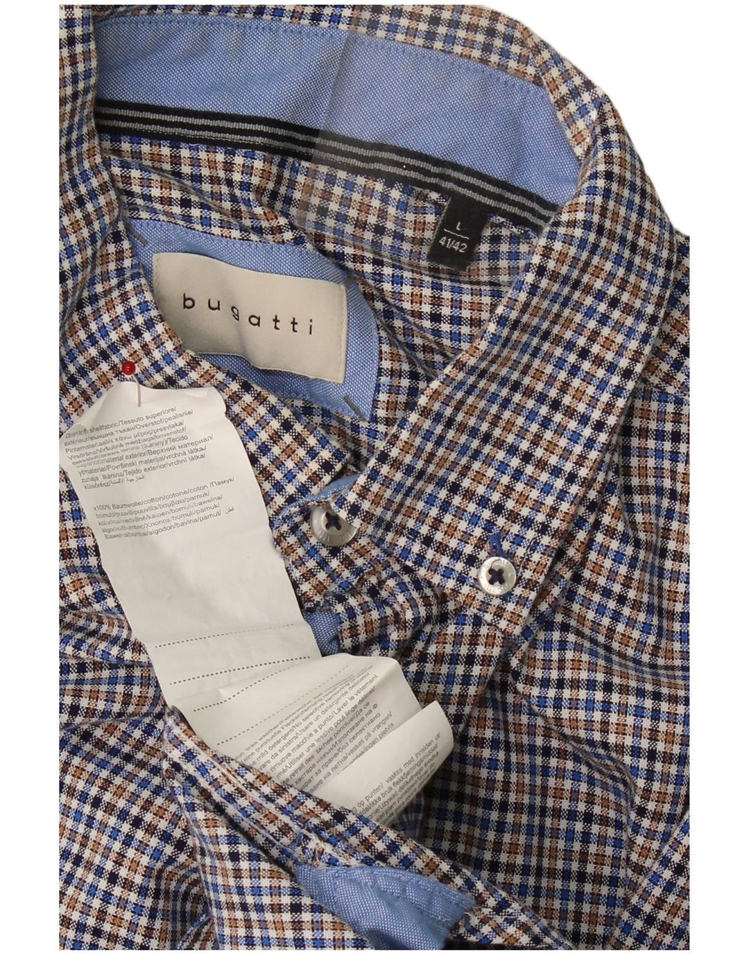 BUGATTI Mens Shirt Size 41/42 Large Multicoloured Check Cotton