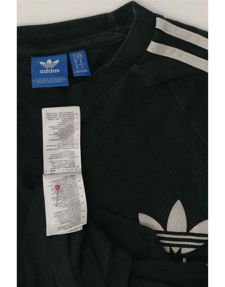 Мужской топ Adidas с длинным рукавом, средний зеленый хлопок, хлопок