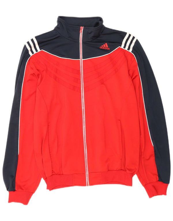 Adidas Mens Tracksuit Top Jacket UK 44/46 Large Red Colourblock Polyester