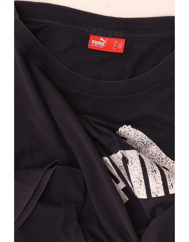 Мужская футболка с рисунком Puma, большая, темно-синяя