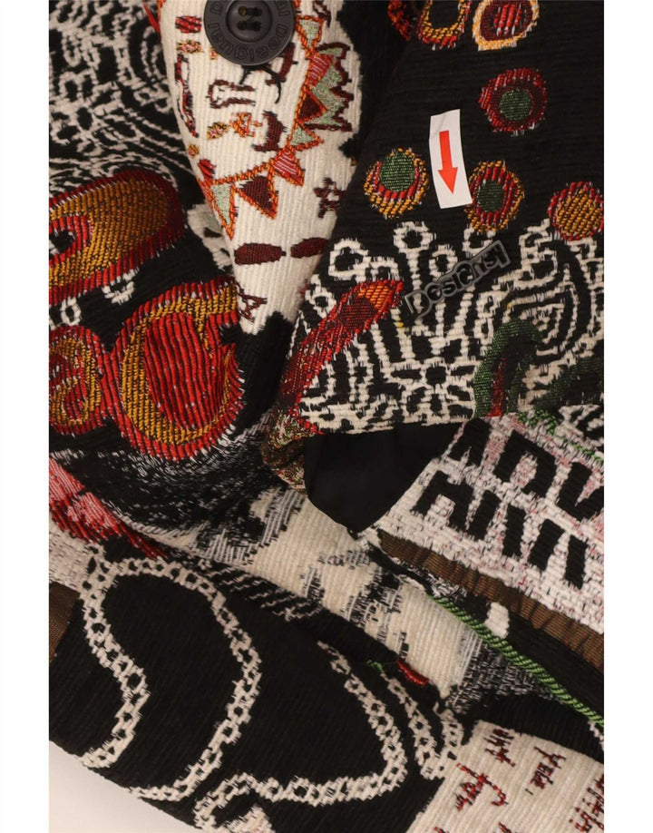 Женское пальто Desigual с абстрактным узором EU 46 XL, черный полиэстер с цветочным принтом
