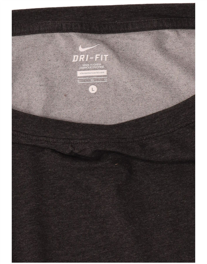Женский топ Nike Dri Fit с длинным рукавом UK 16, большой серый полиэстер с крапинками