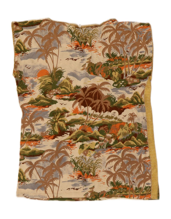 Винтажная женская футболка с рисунком Top UK 12, средний разноцветный гавайский стиль