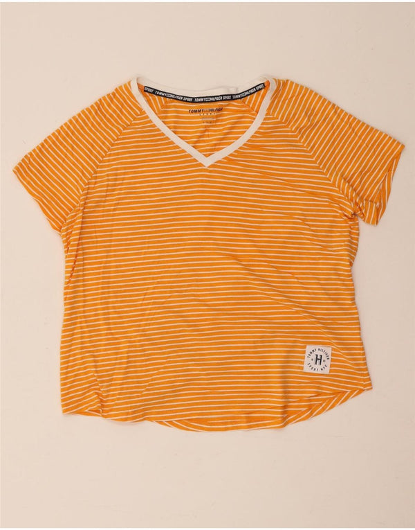 Женская футболка с рисунком Tommy Hilfiger Top UK 14, хлопок в большую оранжевую полоску