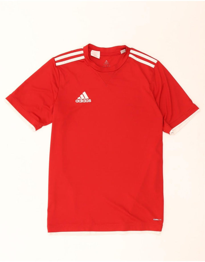 Футболка Adidas Climalite для мальчиков, топ 15-16 лет, красный полиэстер