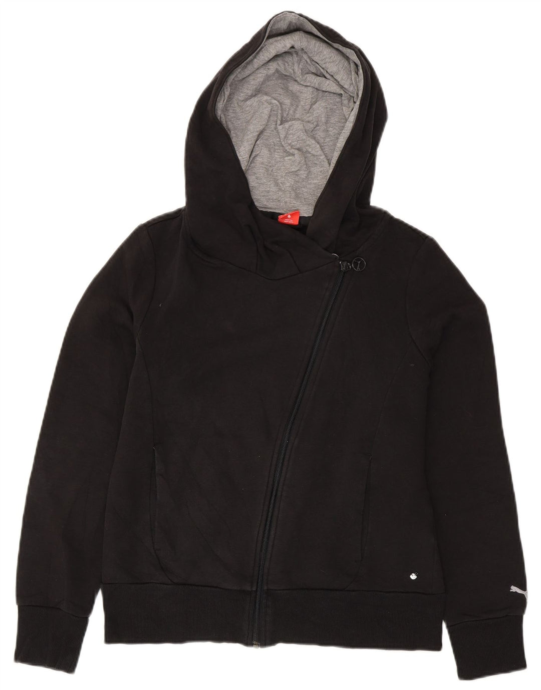 Женский свитер с капюшоном на молнии с графическим рисунком PUMA UK 14, большой черный хлопок