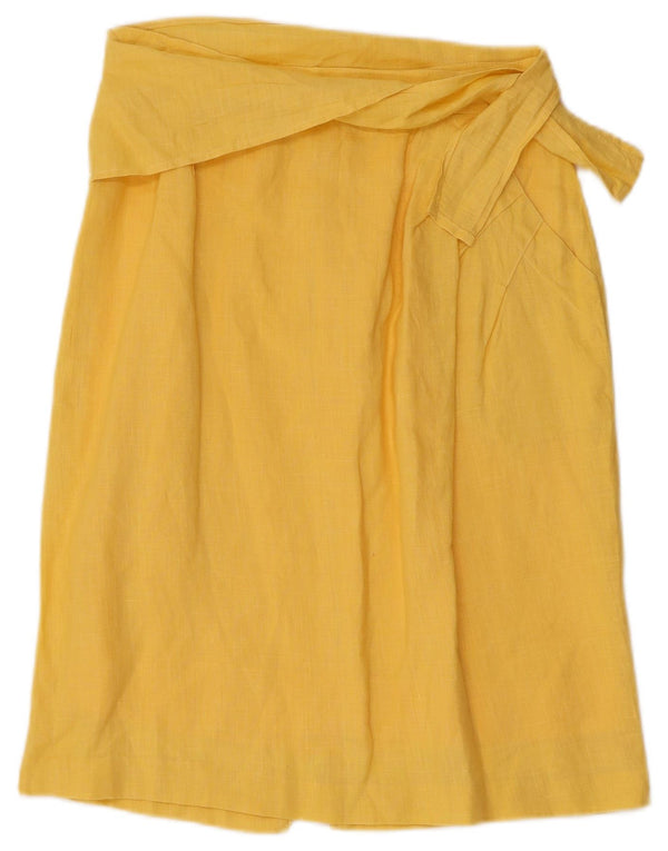 SERGIO D'ANDREA  Womens Midi Skirt UK 12 Medium W28 Yellow Linen