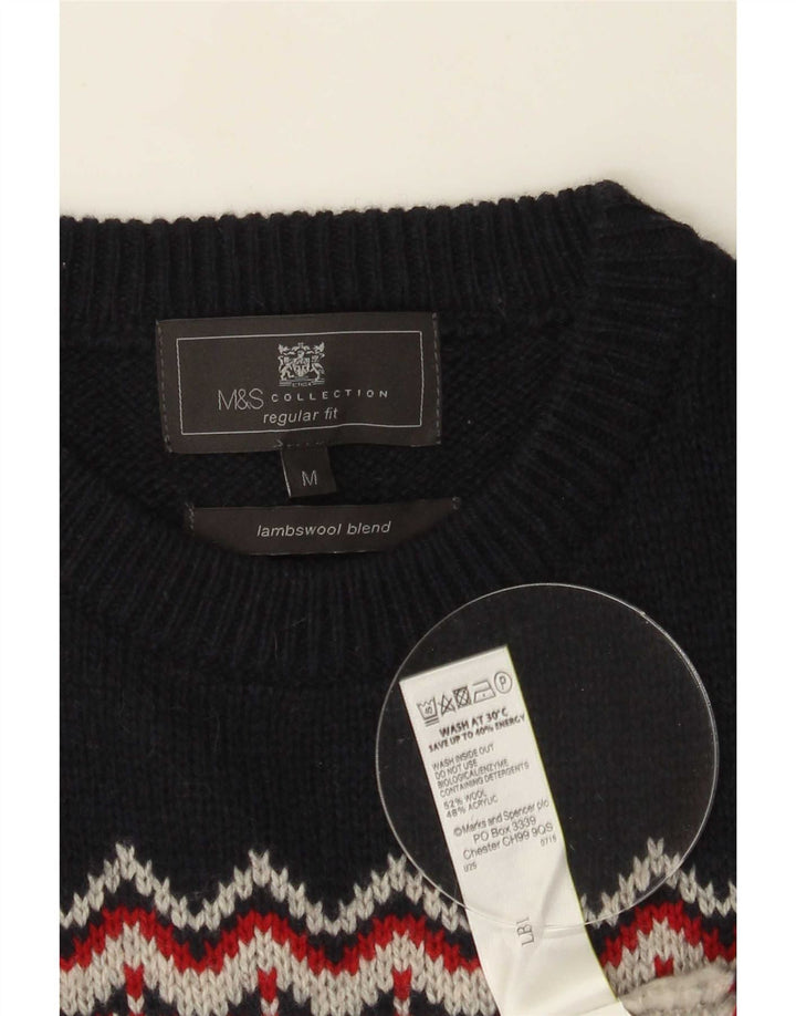 Мужской джемпер с круглым вырезом Marks & Spencer среднего серого цвета с жаккардовым узором