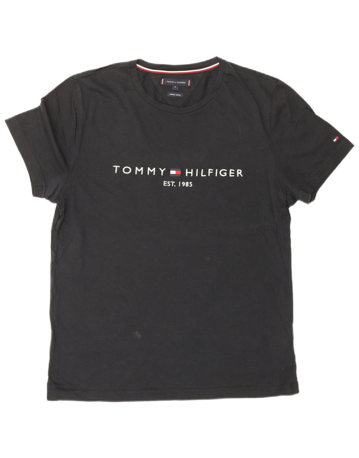 Tommy Hilfiger Мужская футболка с рисунком Топ среднего размера, черный хлопок