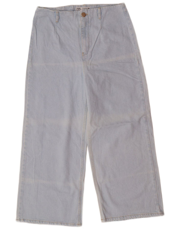 Женские широкие джинсы с завышенной талией Zara EU 42, большие W32 L26, синие классические