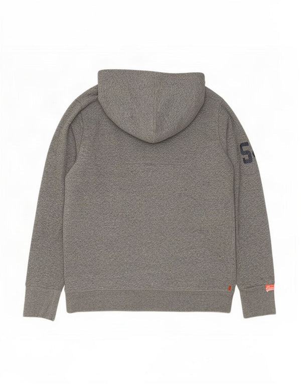 Женский джемпер с капюшоном Superdry UK 12, средний серый хлопок в крапинку