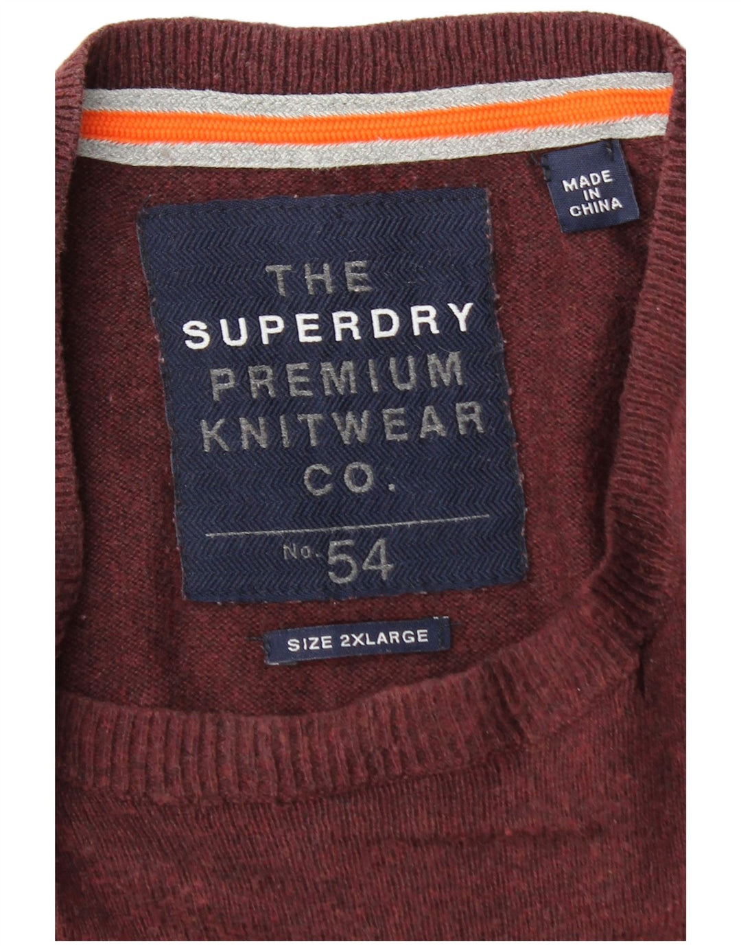 Мужской свитер Superdry с круглым вырезом 2XL, бордовый хлопок