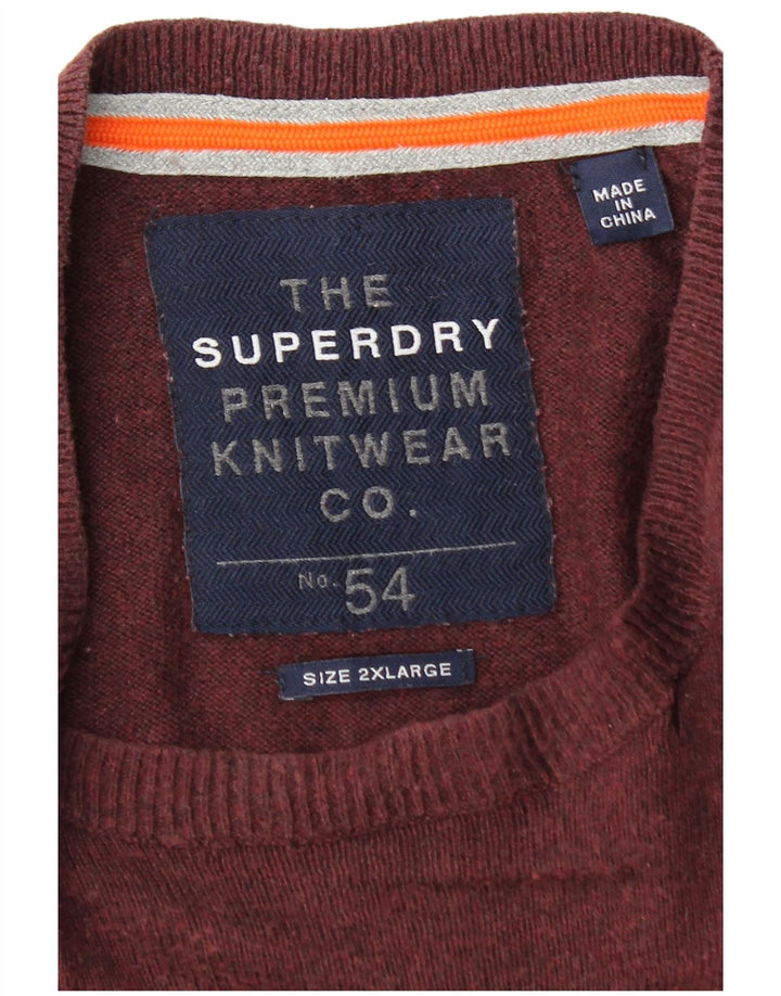 Мужской свитер Superdry с круглым вырезом 2XL, бордовый хлопок