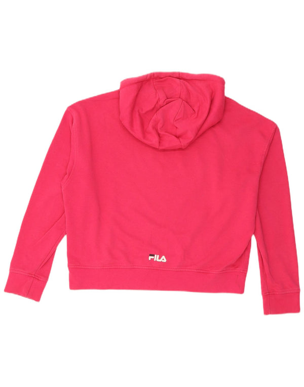 Женский укороченный джемпер с капюшоном Fila Oversized с рисунком UK 6 XS, розовый хлопок
