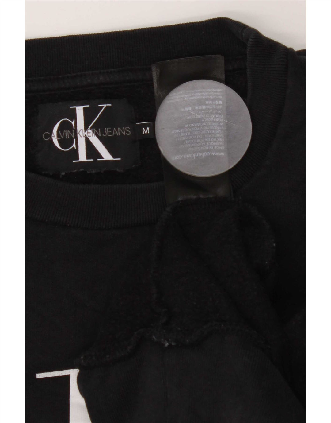Мужской свитшот с рисунком Calvin Klein Jeans, джемпер среднего размера, черный, хлопок