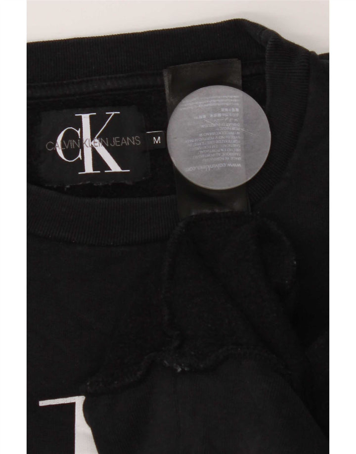 Мужской свитшот с рисунком Calvin Klein Jeans, джемпер среднего размера, черный, хлопок