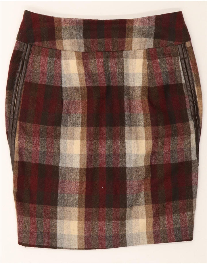 AWEAR Womens Pencil Skirt EU 38 Medium W32  Burgundy Plaid Vintage Awear and Second-Hand Awear from Messina Hembry 
