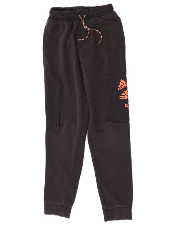 Adidas Womens Graphic Cargo Tracksuit Trousers Joggers UK 4 XS Black Cotton
