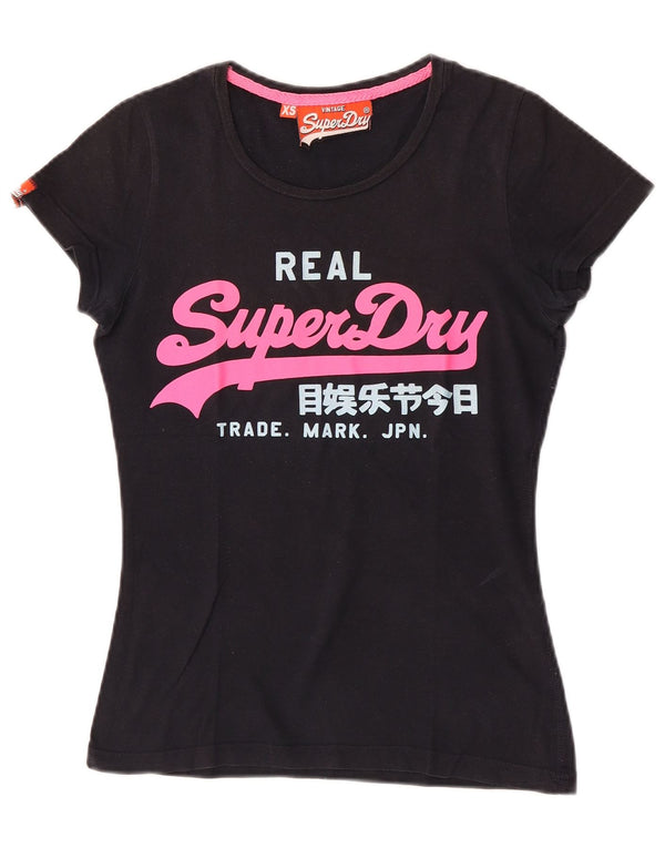 Женская футболка с рисунком Superdry Top UK 6 XS, черная