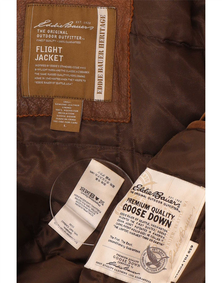 Мужская кожаная куртка с мягкой подкладкой Eddie Bauer UK 40, большая коричневая