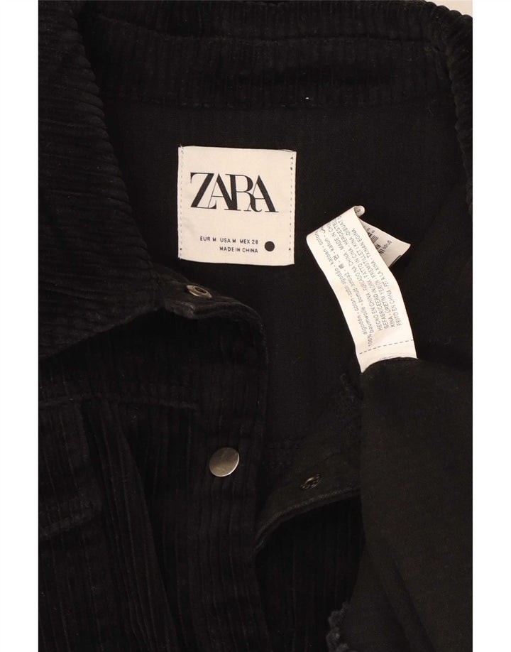 Женская вельветовая куртка Zara UK 14 среднего размера, черный хлопок