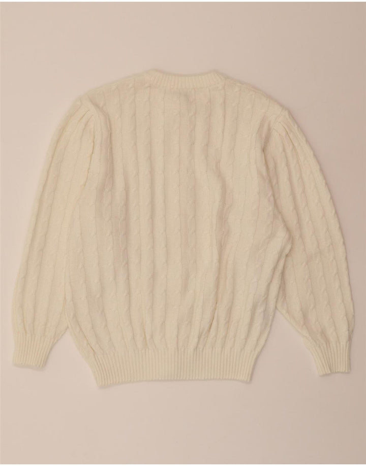 VINTAGE Womens Oversized Cardigan Sweater IT 42 Medium White Polyester Vintage Vintage and Second-Hand Vintage from Messina Hembry 