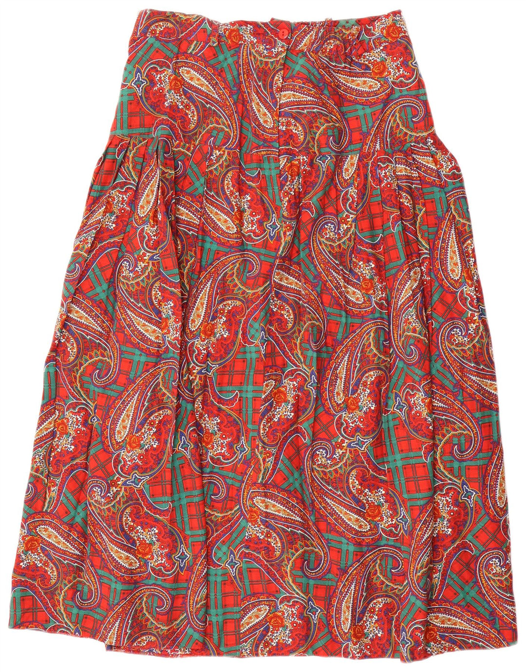LIBRA Женская юбка-трапеция с завышенной талией UK 14, большая W32, красная с пейсли