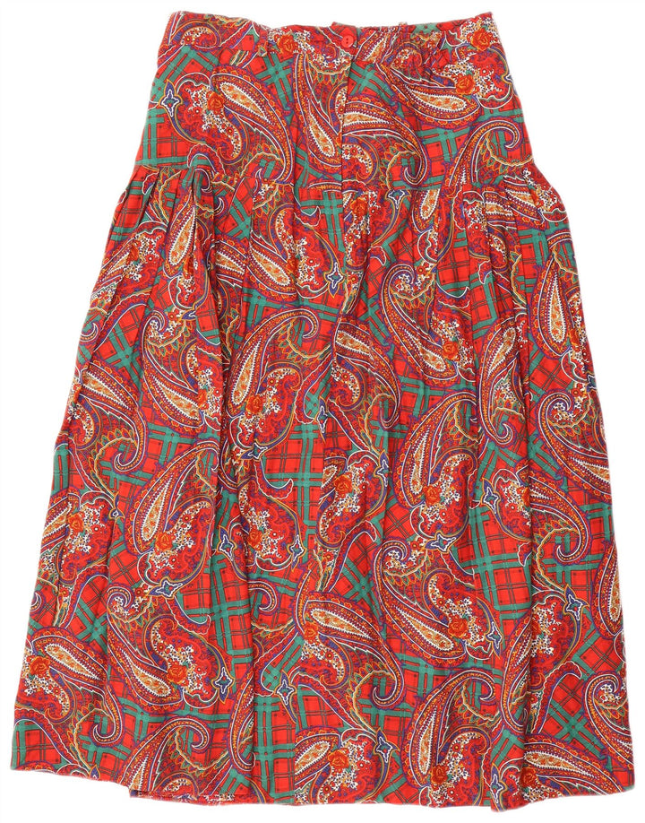 LIBRA Женская юбка-трапеция с завышенной талией UK 14, большая W32, красная с пейсли