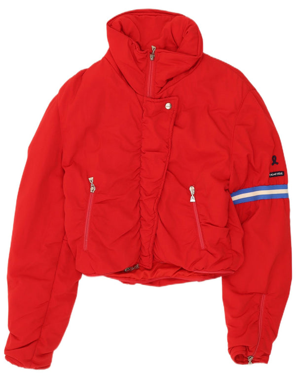 Винтажная женская укороченная стеганая куртка EU 38, средний красный полиамид