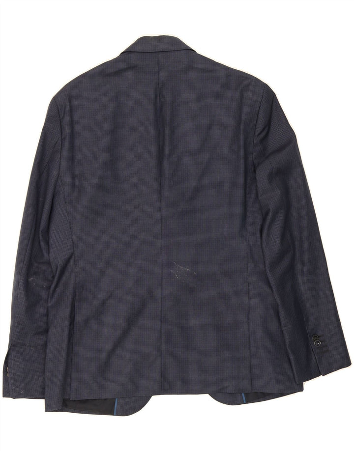 MASSIMO DUTTI Mens 2 Button Blazer Jacket US 42 Large Navy Blue Check Vintage Massimo Dutti and Second-Hand Massimo Dutti from Messina Hembry 