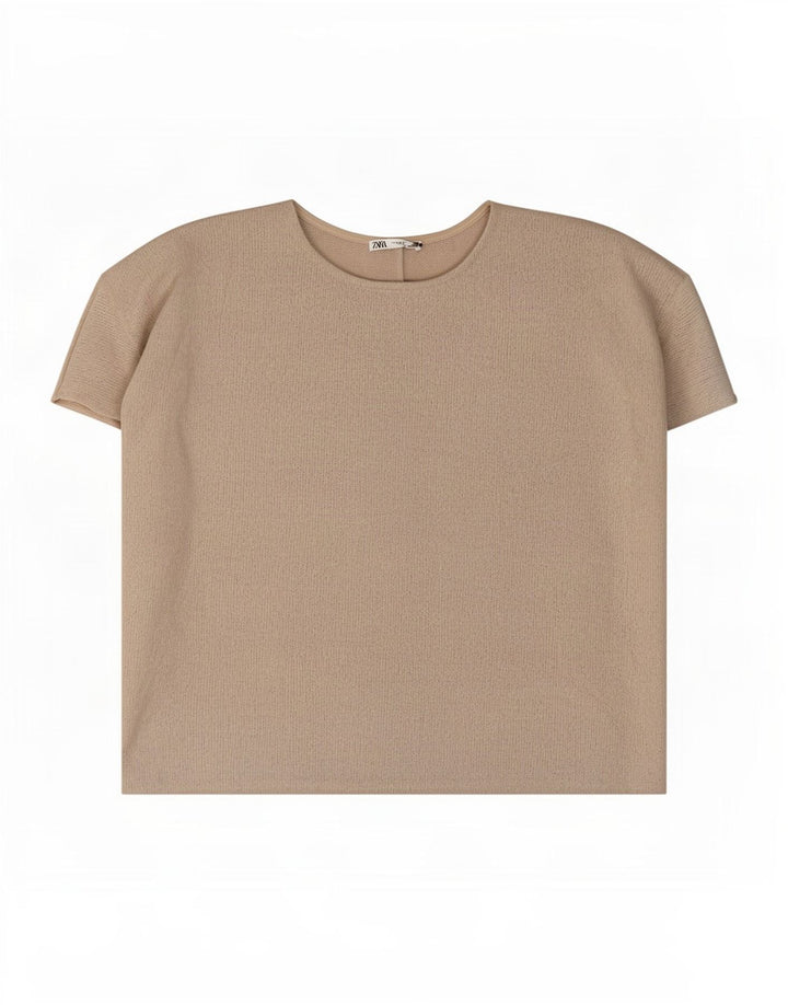 Женская блузка оверсайз Zara UK 14, вискоза среднего серого цвета