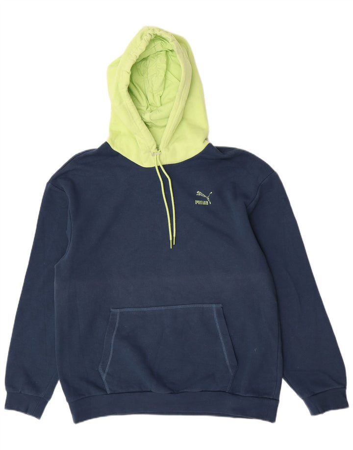 Мужской джемпер с капюшоном Puma, средний темно-синий, хлопок с цветными блоками