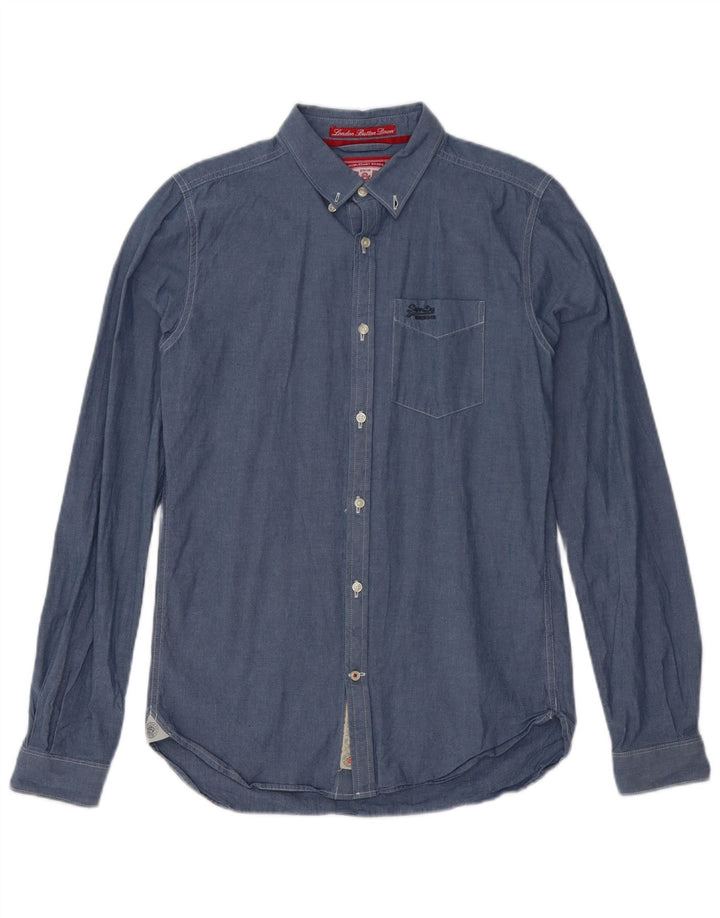 Мужская рубашка Superdry, маленькая синяя, хлопок