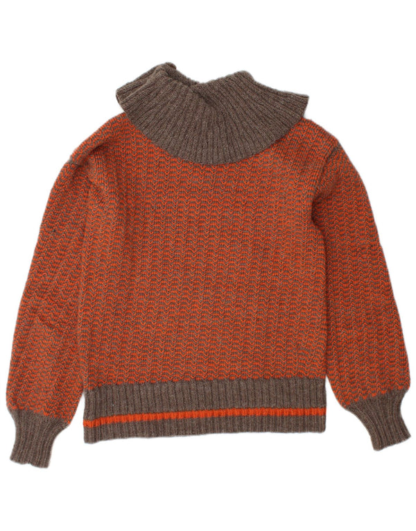 ВИНТАЖНЫЙ женский джемпер с высоким воротником, Великобритания, 10, маленький оранжевый шеврон