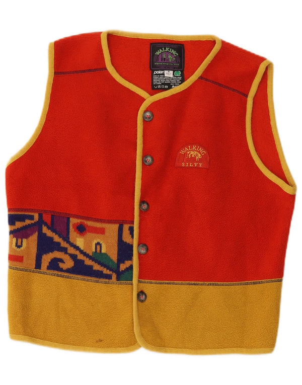 Silvy Womens Fleece Gilet UK 14 Medium Red Colourblock Polyester