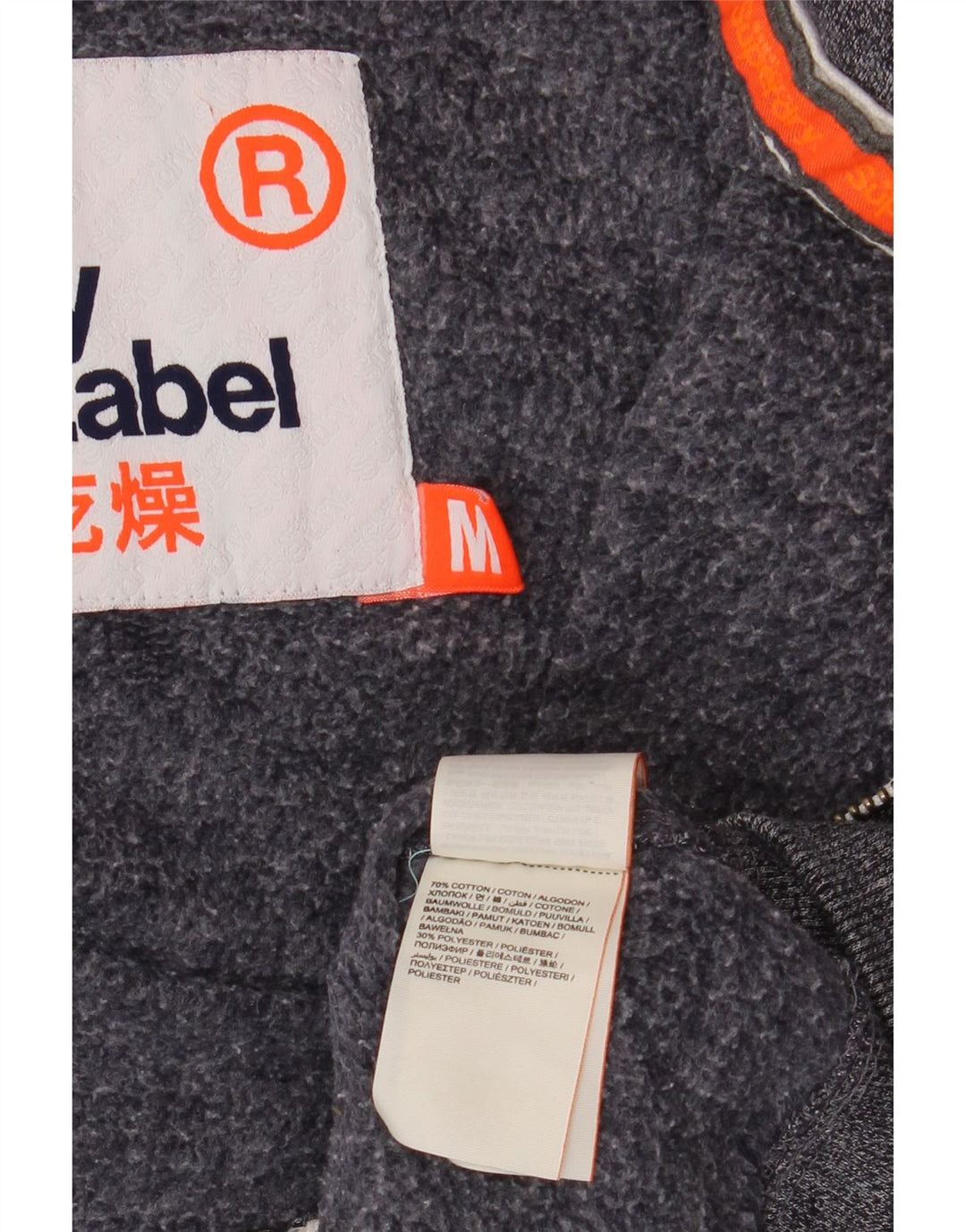 SUPERDRY Мужской свитер с капюшоном на молнии, средний темно-синий, хлопковый в крапинку