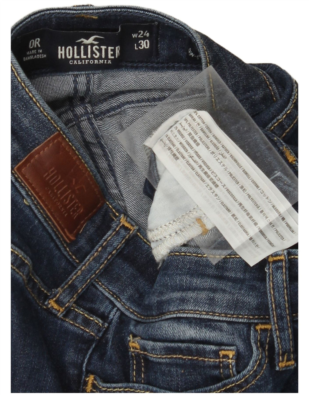 Женские суперузкие джинсы HOLLISTER с низкой талией США 0 XS W24 L30 Синий хлопок