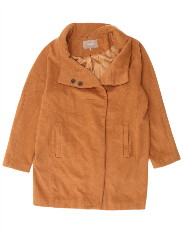 Женское пальто свободного кроя Jaeger UK 14, средний коричневый цвет, шерсть