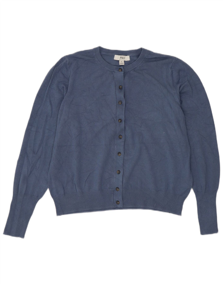 Женский укороченный кардиган Marks & Spencer UK 16, большой синий вискоза