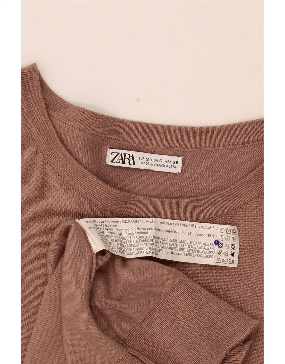 Мужской джемпер с вырезом лодочкой Zara, маленький бежевый из вискозы